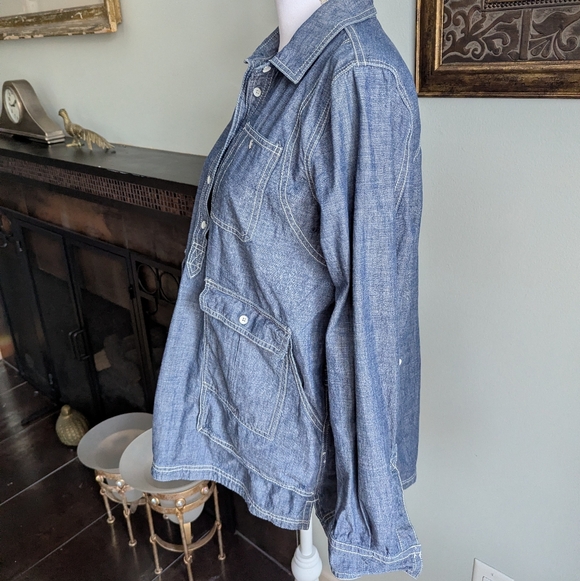 Duluth Trading Chambray Women's Medium Makers Studio Popover Work Shirt - Picture 4 of 12